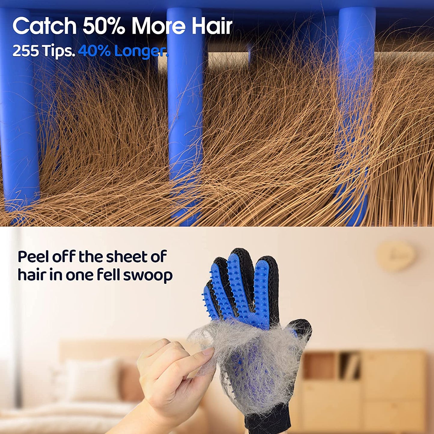 Gentle Deshedding Dog Brush Glove Pet Hair Remover Gloves for Cat and Dogs