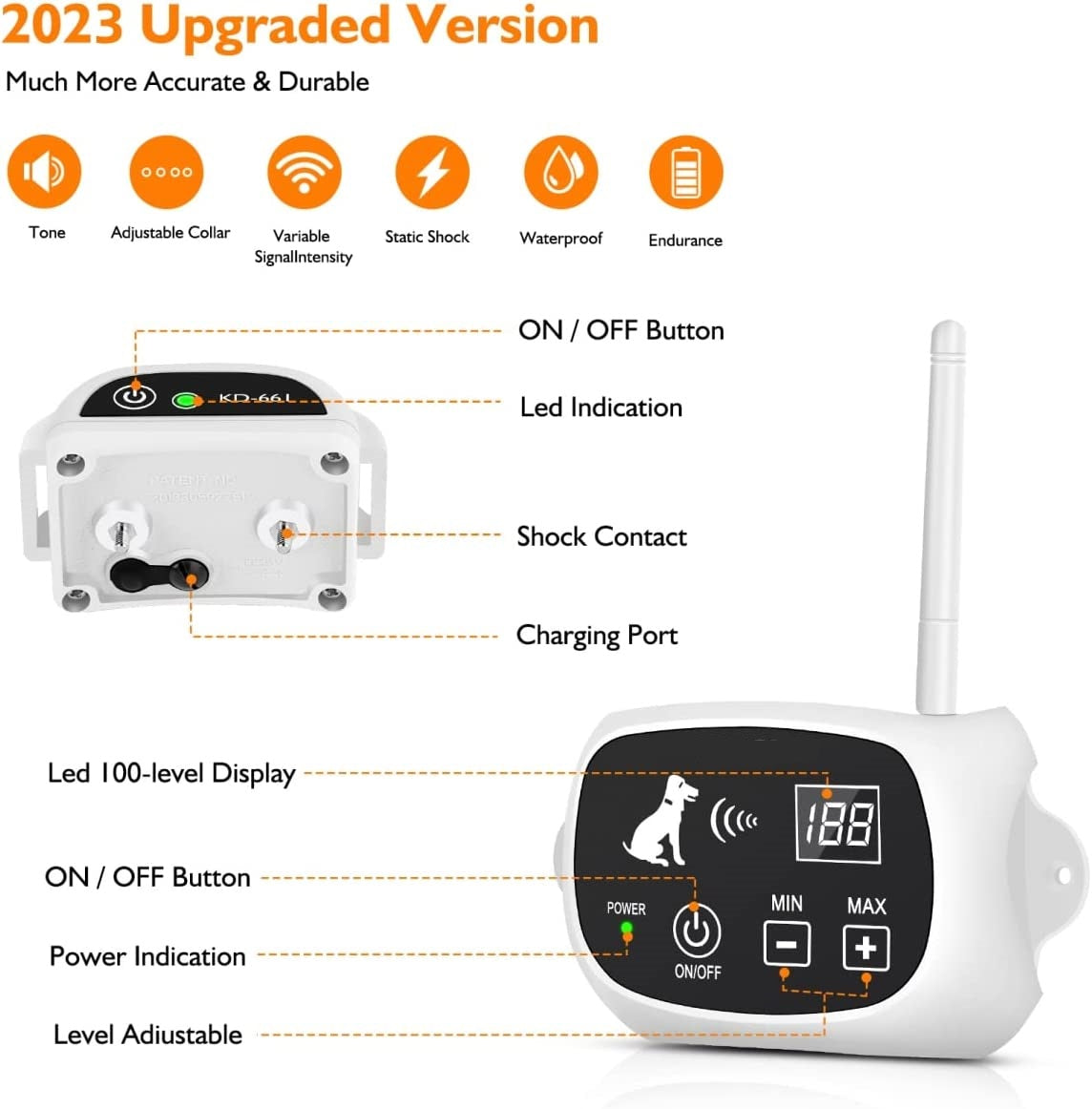 Wireless Dog Fence Waterproof Electric Dog Training Collar Electronic Safety Pet Fence for Small Meduim and Larger Dogs