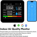 Portable 9-in-1 Indoor Air Quality Monitor for Home, Office, School Detects PM2.5, PM1.0, PM10, CO2, TVOC, HCHO, Temperature & Humidity