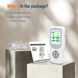 10-in-1 Air Quality Detector Indoor Real-Time Air Meter Test AQI, PM1.0, PM2.5, PM10, CO2, TVOC, HCHO, Particles, Temperature and Humidity with Alert