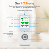 10-in-1 Air Quality Detector Indoor Real-Time Air Meter Test AQI, PM1.0, PM2.5, PM10, CO2, TVOC, HCHO, Particles, Temperature and Humidity with Alert