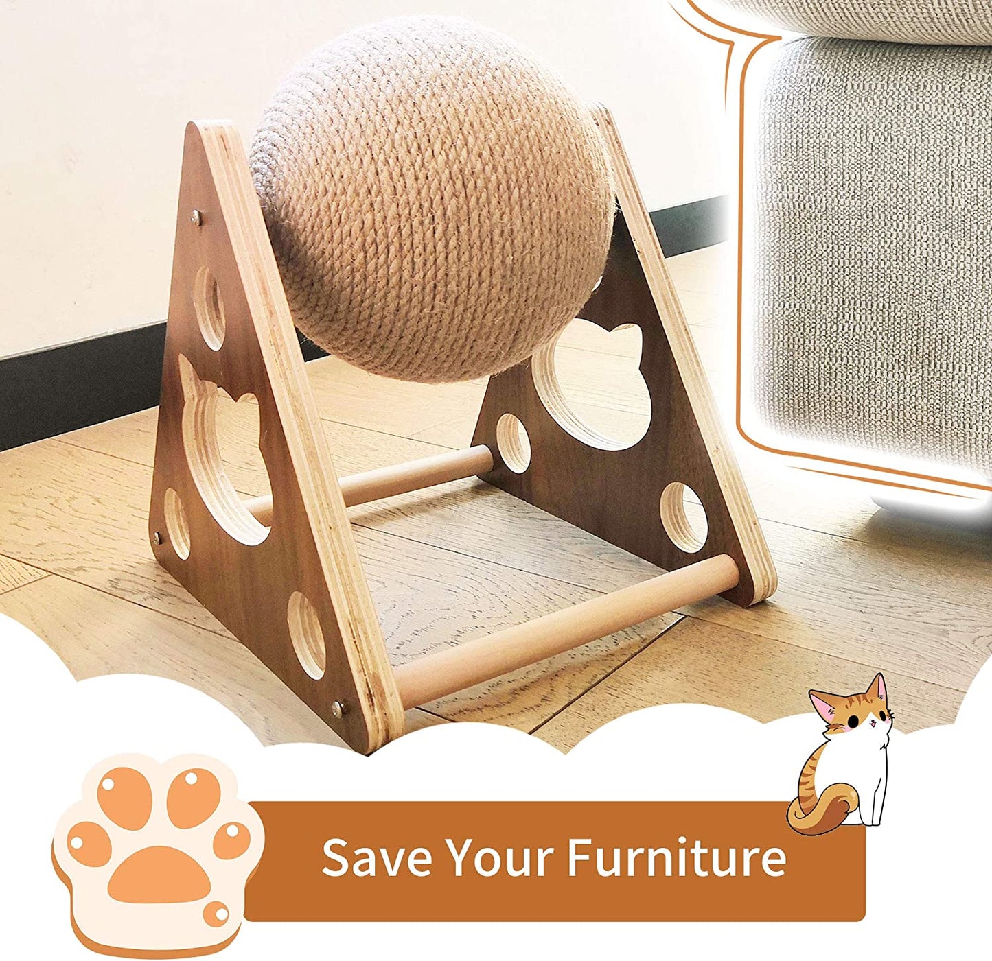 Cat Scratcher Toy Natural Sisal Cat Scratching Ball for Cats and Kittens