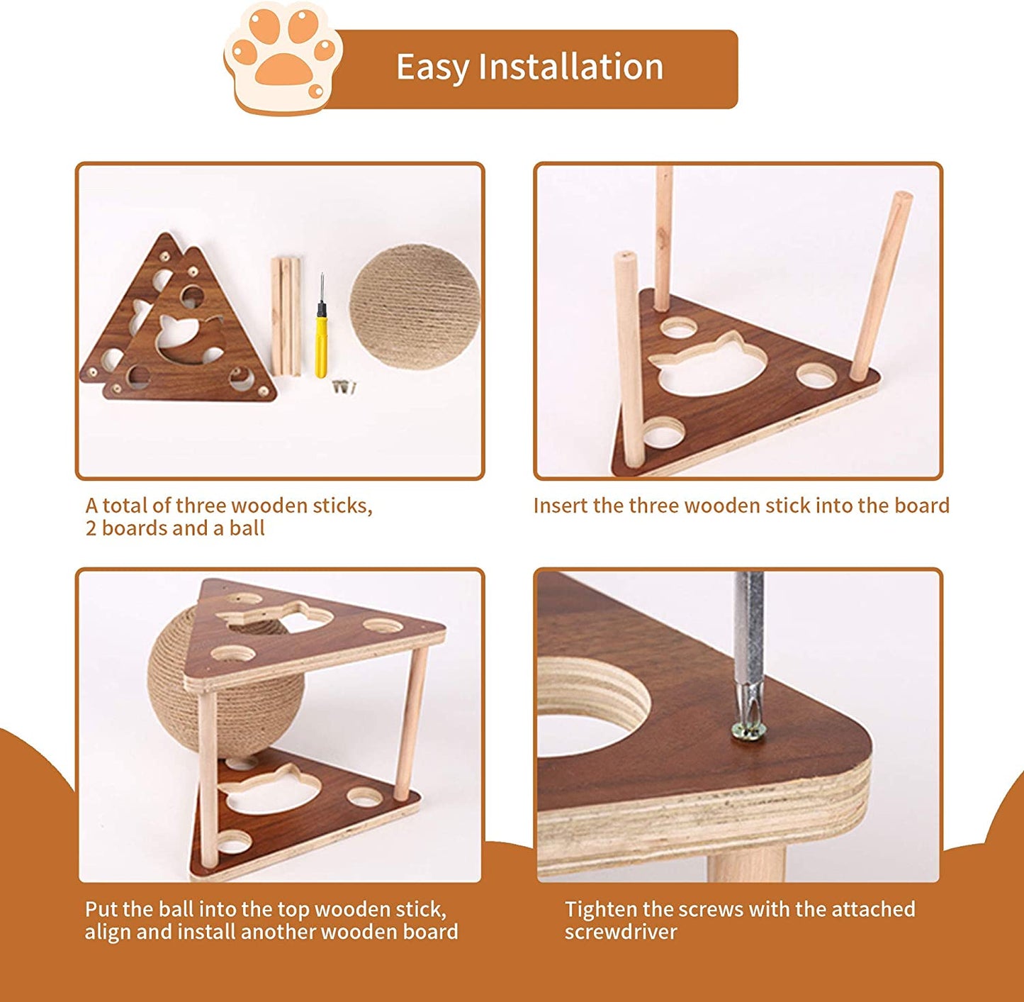 Cat Scratcher Toy Natural Sisal Cat Scratching Ball for Cats and Kittens
