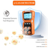 4 in 1 Gas Detector for Home Portable Air Quality Monitor H2S,O2,CO and LEL Multiple Indicator with Vibration and Alarm