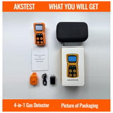 4 in 1 Gas Detector for Home Portable Air Quality Monitor H2S,O2,CO and LEL Multiple Indicator with Vibration and Alarm