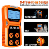 4 in 1 Gas Detector for Home Portable Air Quality Monitor H2S,O2,CO and LEL Multiple Indicator with Vibration and Alarm