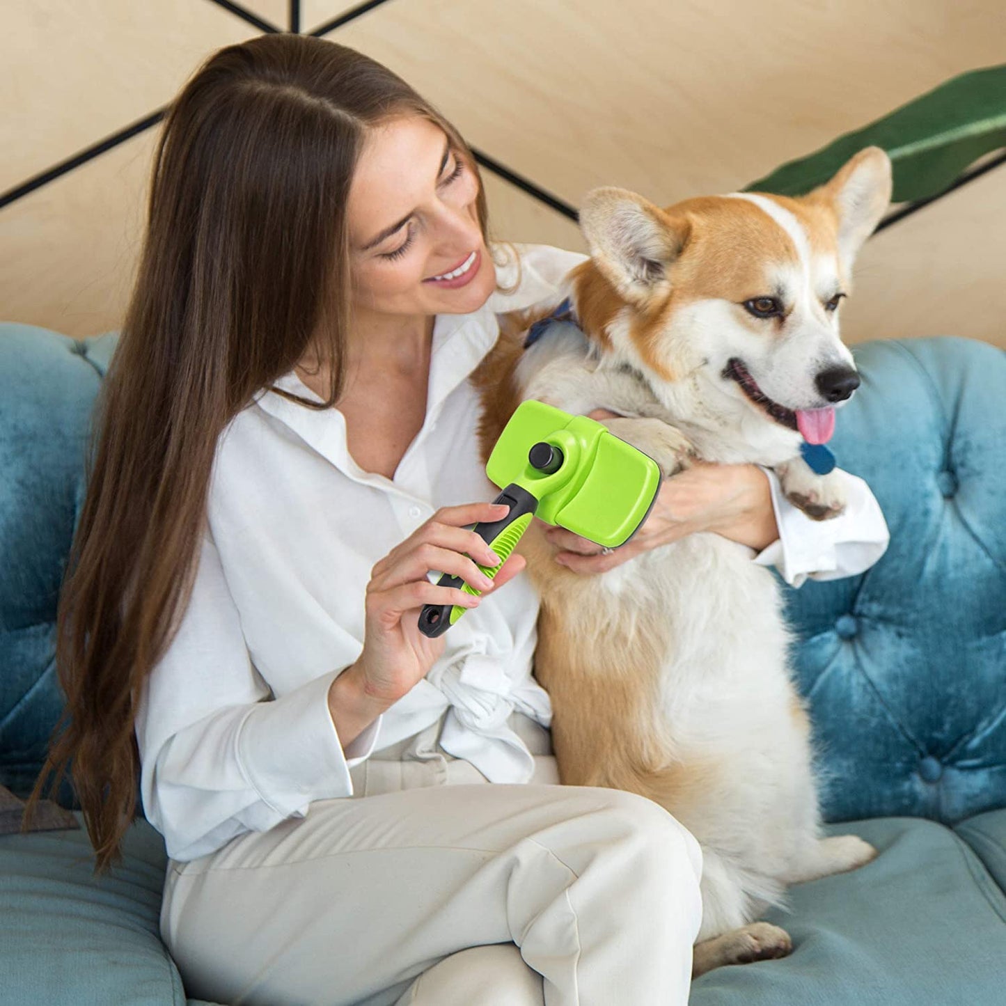 Self Cleaning Slicker Brush for Dogs Cats & Pets Hair Remover