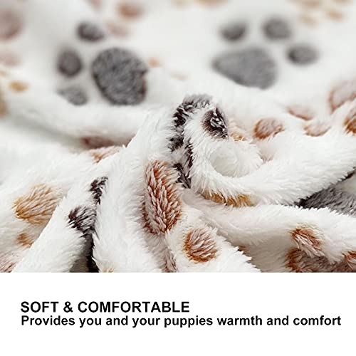 3 Puppy Blankets Super Soft Warm Sleep Mat Paw Print Blanket Pet Blanket Flannel Throw for Dogs Puppy Cat