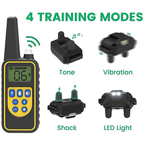 Dog Training Electric Collar Waterproof Dog Shock Collar with Remote Control Range for 2 Dogs Small Medium Large Dogs