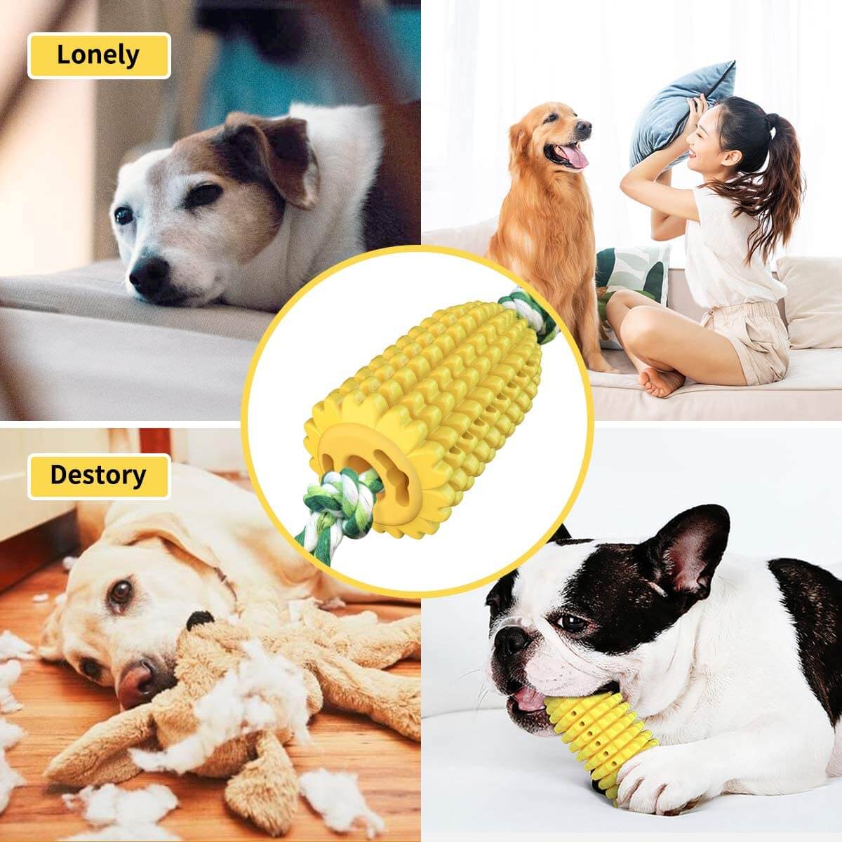 Dog Toys Puppy Teething Dog Toothbrush Puppy Toy for Clean Teeth - VACATIME