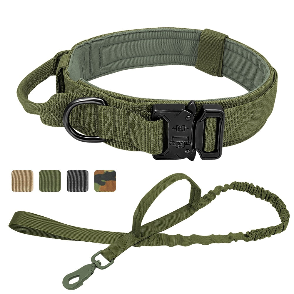 Military Tactical Dog Collar Leash for German Shepard Medium Large Dog Pet Collars For Walking Training Dog with Control Handle