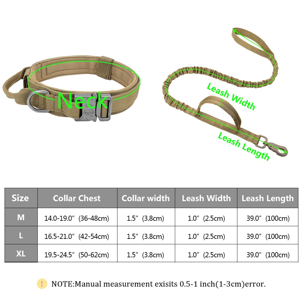 Military Tactical Dog Collar Leash for German Shepard Medium Large Dog Pet Collars For Walking Training Dog with Control Handle