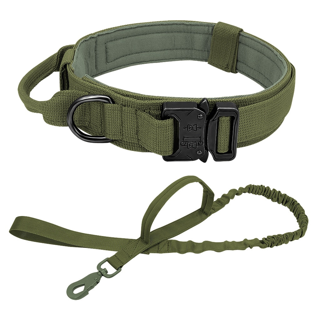 Military Tactical Dog Collar Leash for German Shepard Medium Large Dog Pet Collars For Walking Training Dog with Control Handle