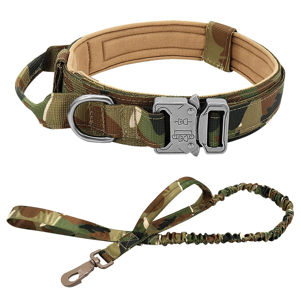 Military Tactical Dog Collar Leash for German Shepard Medium Large Dog Pet Collars For Walking Training Dog with Control Handle