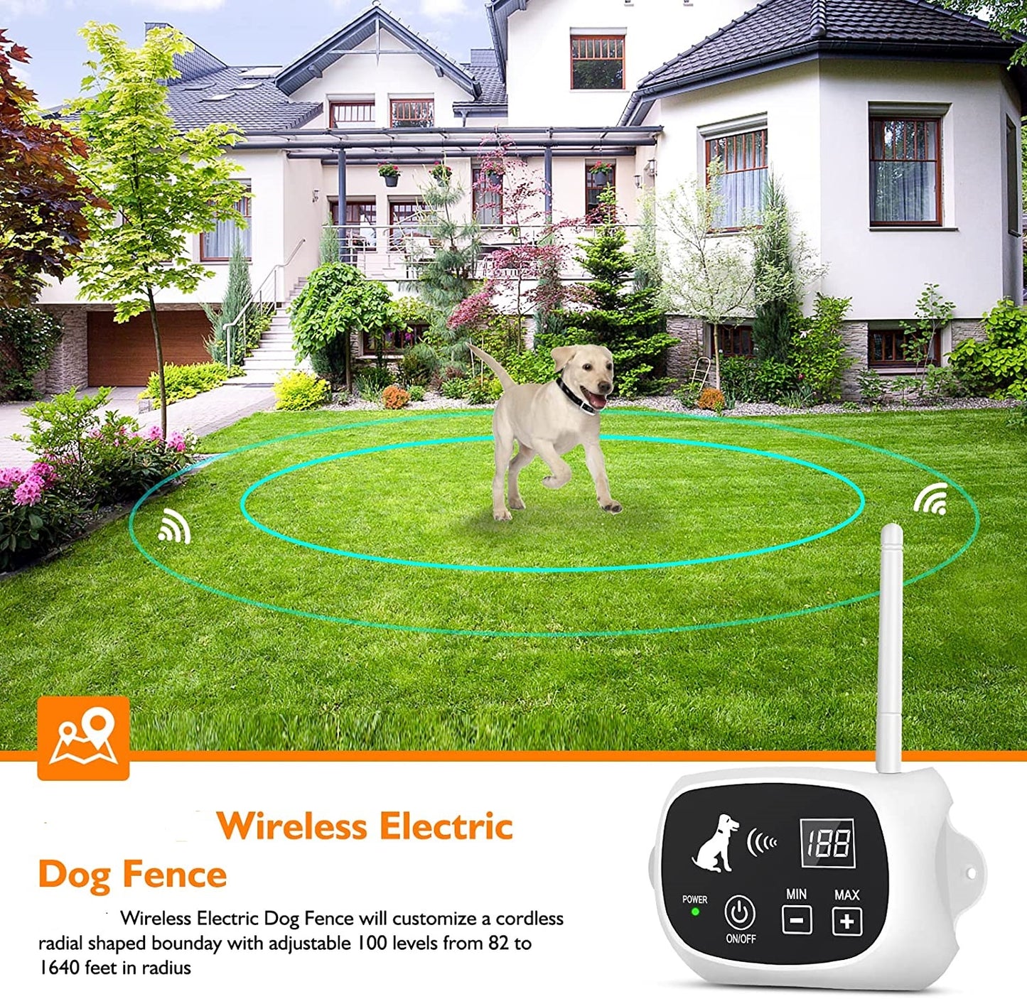 Wireless Dog Fence Waterproof Electric Dog Training Collar Electronic Safety Pet Fence for Small Meduim and Larger Dogs