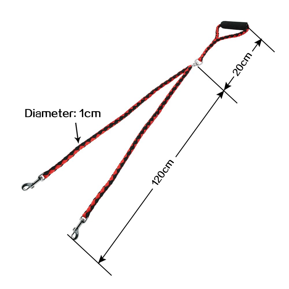 Powerful Double Dog Leash 2 in 1 Braided Nylon Dual Dog Leash Double Lead Rope