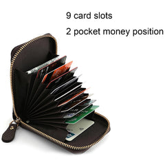 Men's Wallet Genuine PU Leather Credit Card Holder RFID Blocking Zipper Pocket Men bag Multi-card zipper