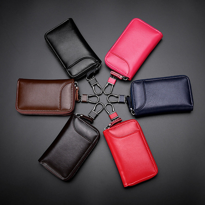 Premium Leather Car Key Holder Vacatime Keychain Case Wallet