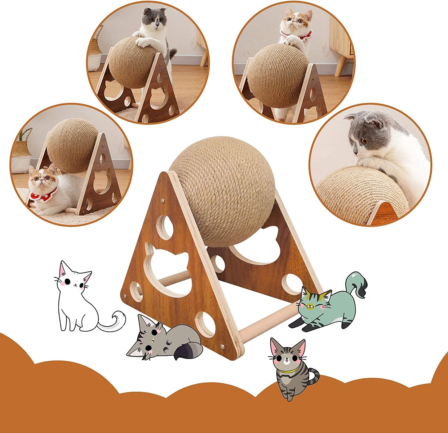 Cat Scratcher Toy Natural Sisal Cat Scratching Ball for Cats and Kittens