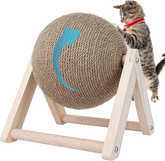 Cat Scratching Ball Toy Wood Scratching Toy for Cats & Kittens, Indoor Interactive Pet Toy