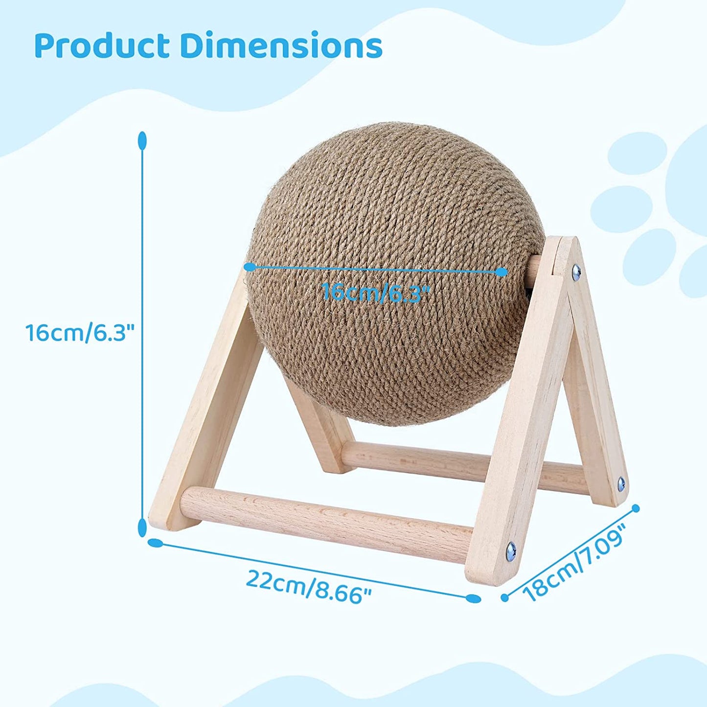 Cat Scratching Ball Toy Wood Scratching Toy for Cats & Kittens, Indoor Interactive Pet Toy