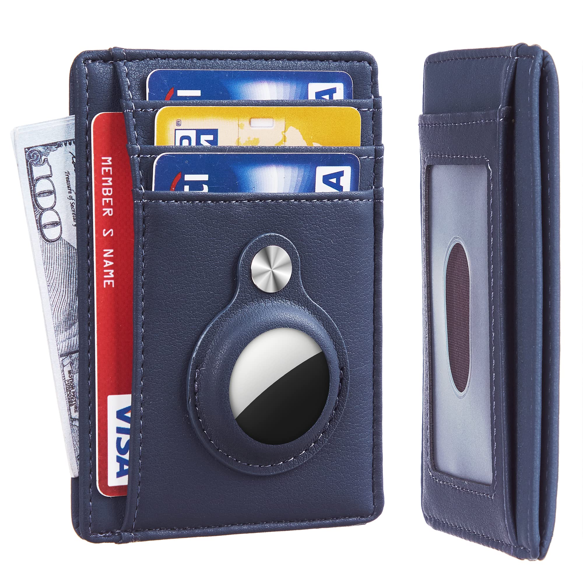 PU Leather Airtag Wallet for Men Ultra Slim Front Pocket Card Holder