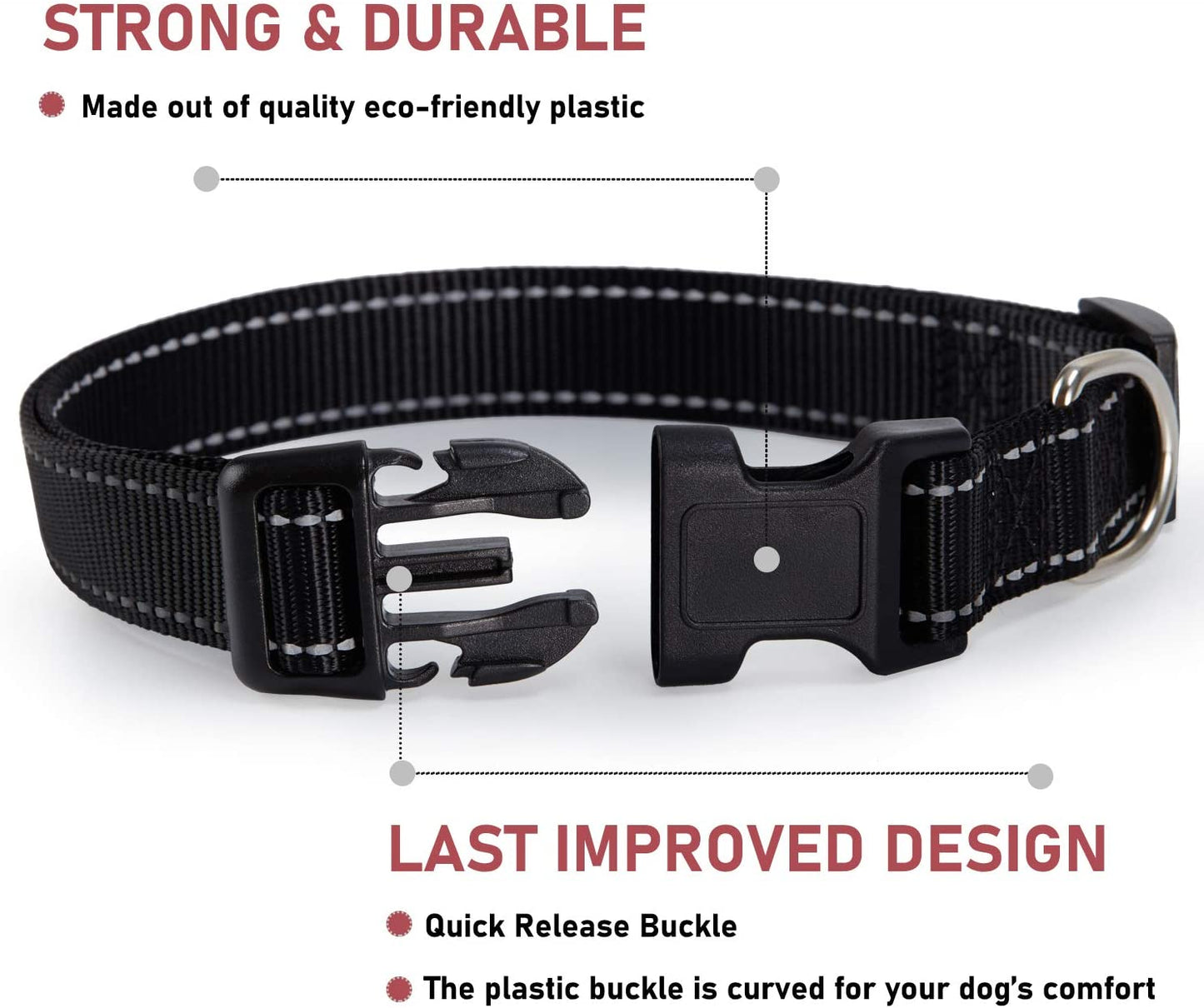 Dog Collar with Buckle Adjustable Safety Nylon Collars for Small Medium Large Dogs