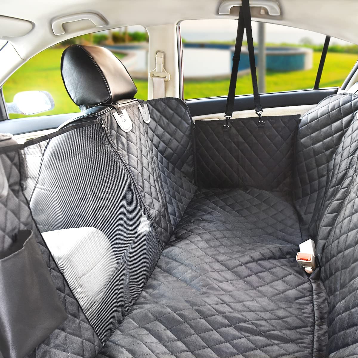 Dog Seat Cover for Back Seat 100% Waterproof Dog Car Seat Covers with Mesh Window