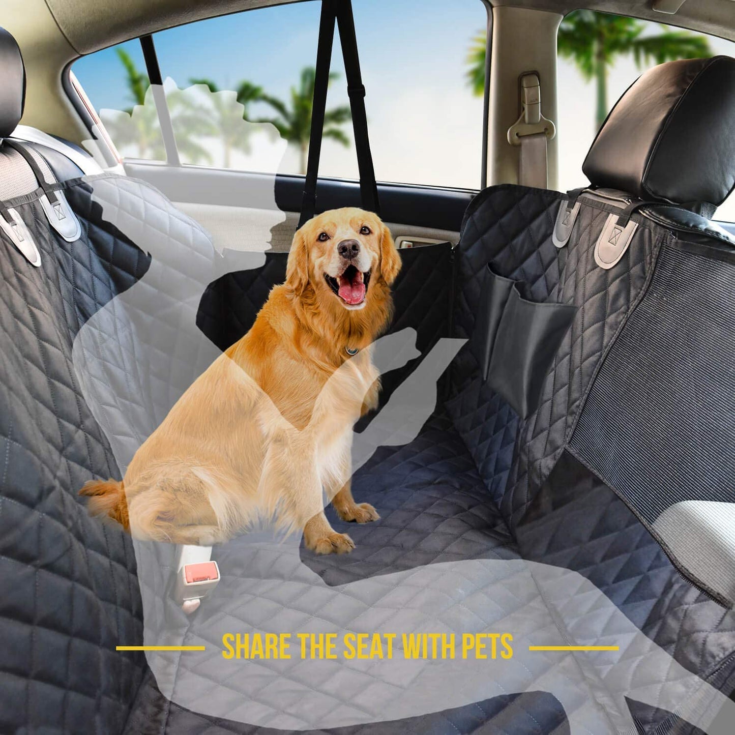 Dog Seat Cover for Back Seat 100% Waterproof Dog Car Seat Covers with Mesh Window