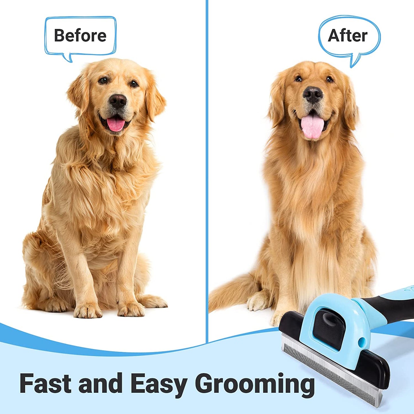 Pet Grooming Brush Deshedding Tool for Dogs & Cats