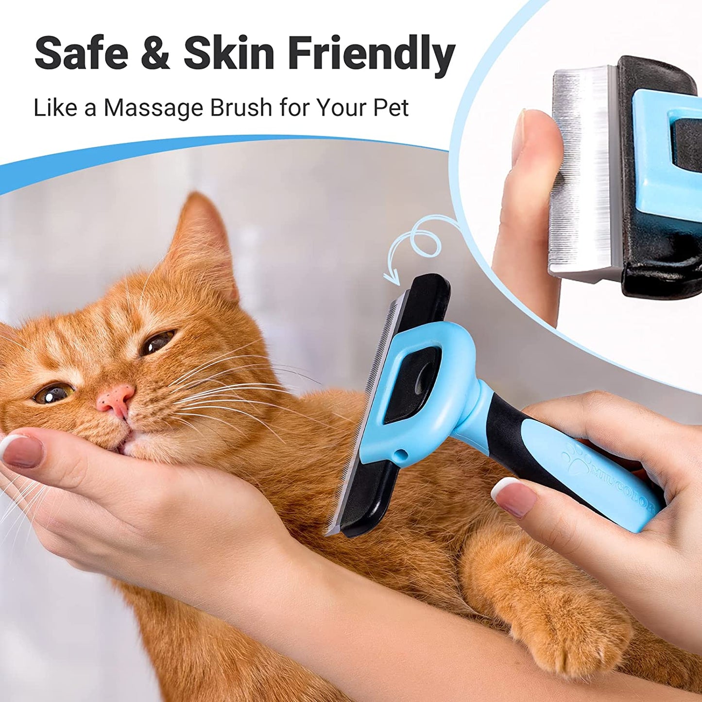 Pet Grooming Brush Deshedding Tool for Dogs & Cats