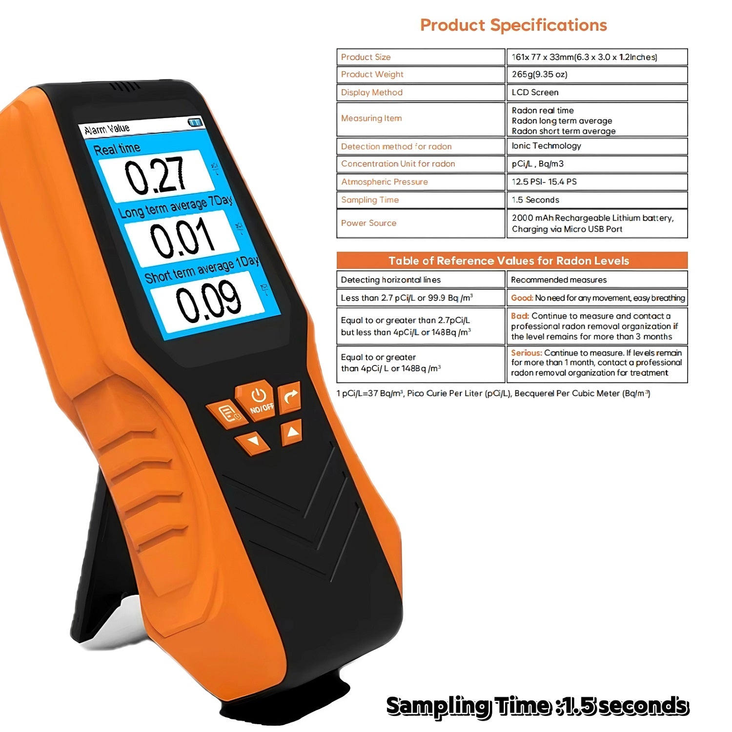 Best Radon Gas Detector for Home with LCD Display for Continuous and Long-Term Monitoring