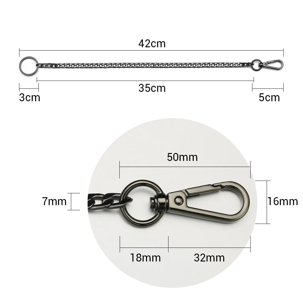 42CM Long Metal Keychain Wallet Belt Chain