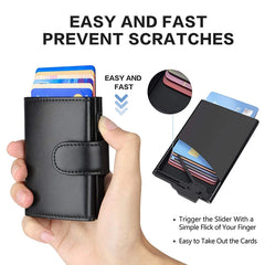 Rfid Credit Card Holder Wallets Men Leather Aluminum Cardholder 2024