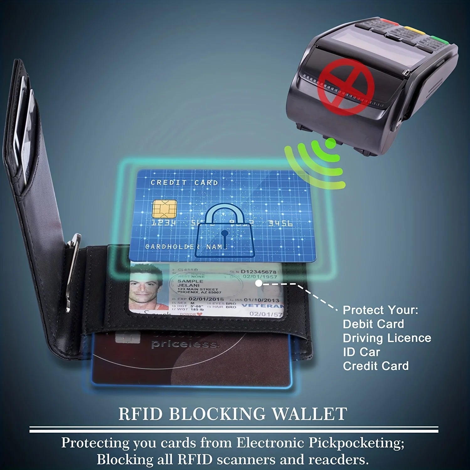 Leather Slim Wallet for Men with Money Credit Card Clip RFID Blocking Card Holder