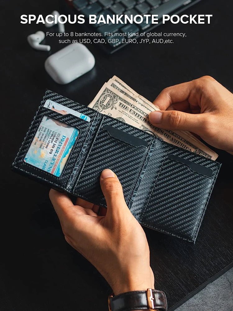 RFID Blocking Wallet Men's Bifold with Coin Compartment Banknote Compartment