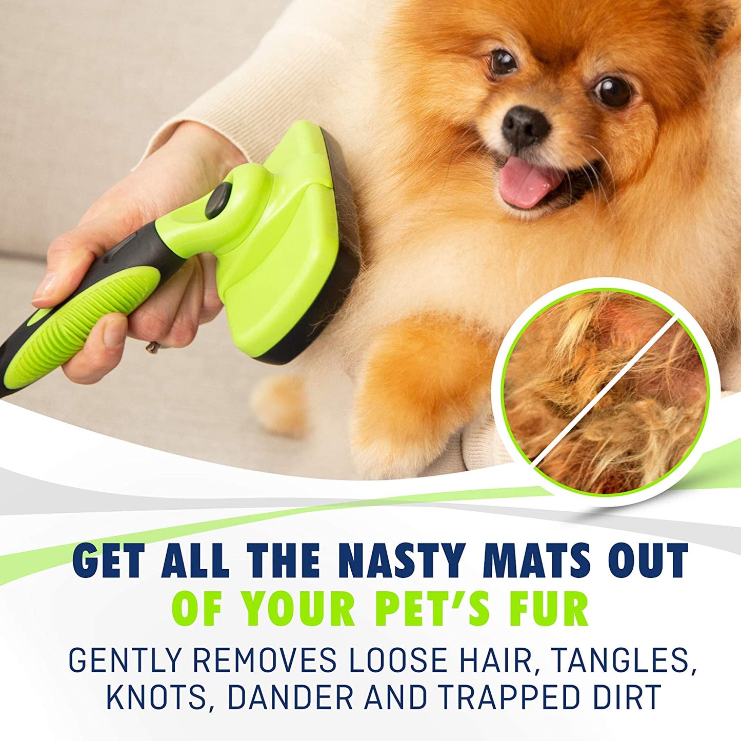 Self Cleaning Slicker Brush for Dogs Cats & Pets Hair Remover