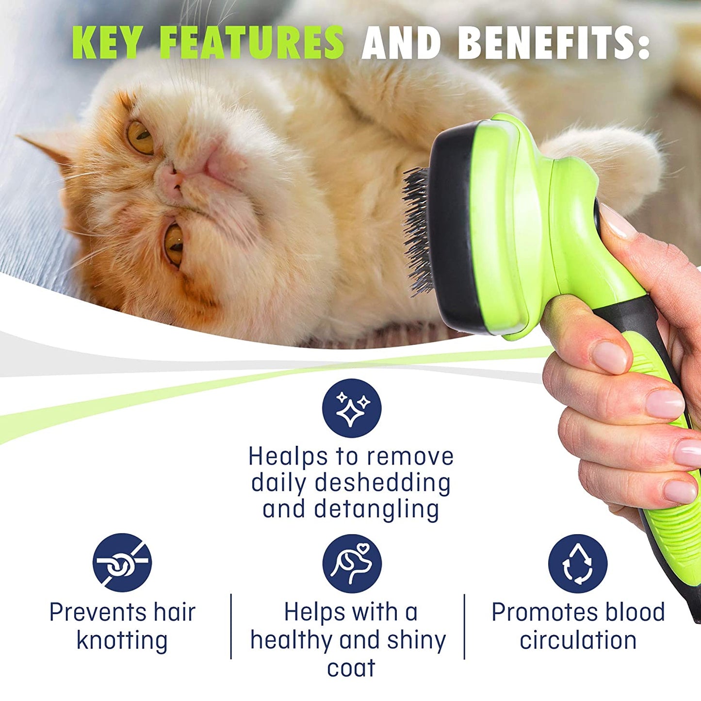 Self Cleaning Slicker Brush for Dogs Cats & Pets Hair Remover