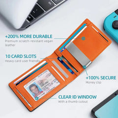 Slim Wallet for Men Airtag Leather Wallets Holder RFID Protected