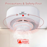 Smoke Detector with Fire Alarm Wireless Smoke Alarm with Real-Time App Notifications