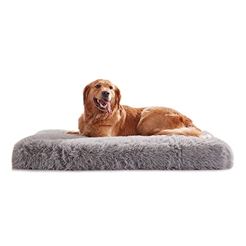 Plush Calming Dog Bed for Large Dogs Pet Bed with Waterproof Removable Cover Nonslip Bottom