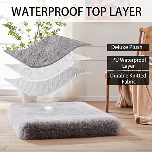 Plush Calming Dog Bed for Large Dogs Pet Bed with Waterproof Removable Cover Nonslip Bottom