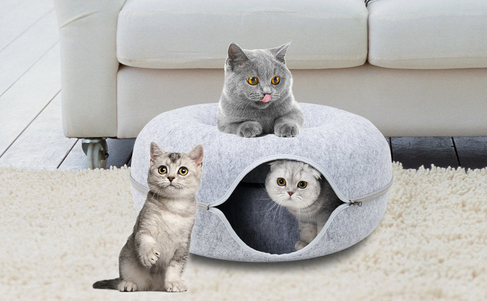 Cat Tunnel Large Cat Tunnel Bed for Indoor Cat Tube for Small Pets Rabbits, Kittens, Puppy