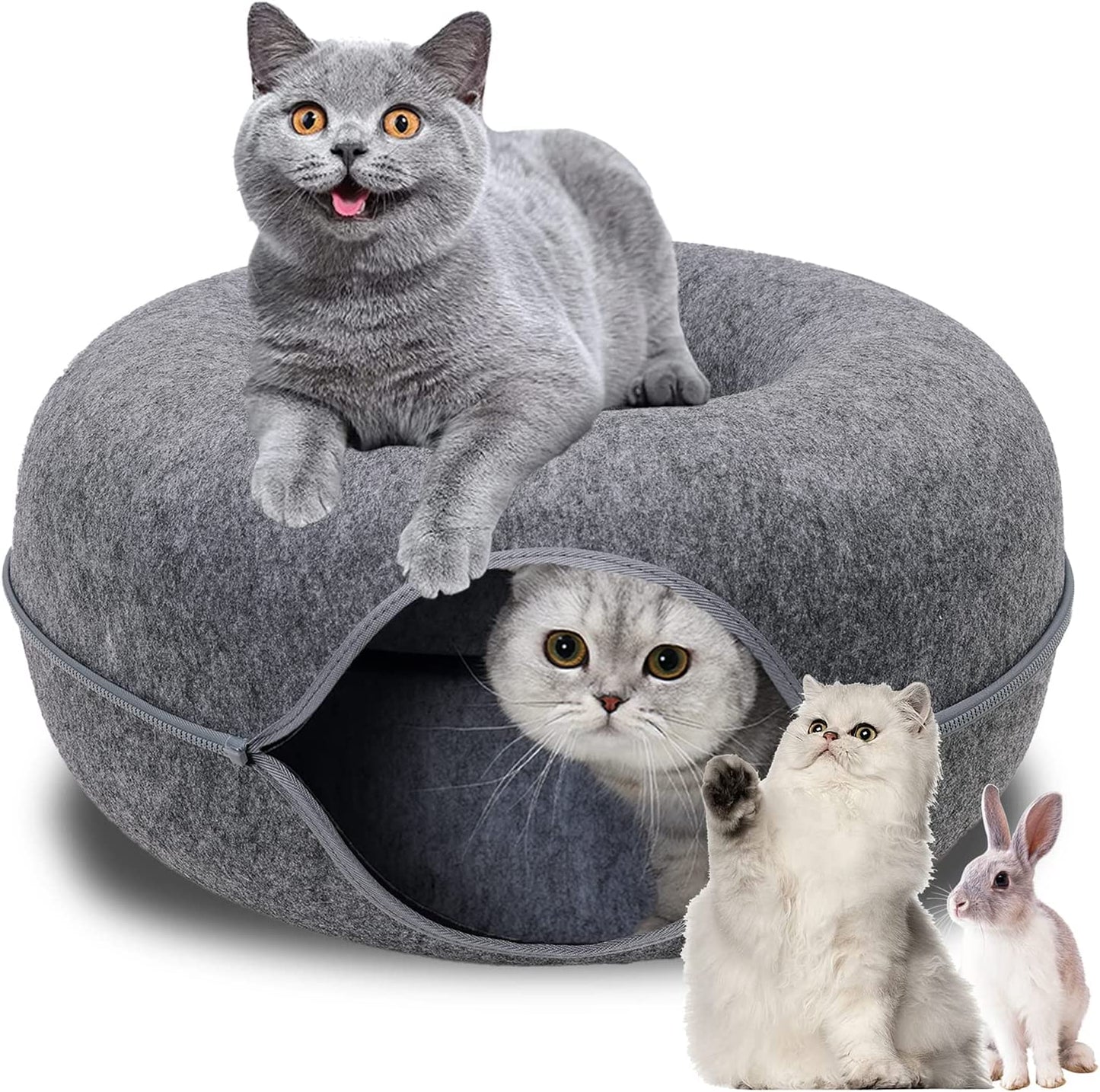 Cat Tunnel Large Cat Tunnel Bed for Indoor Cat Tube for Small Pets Rabbits, Kittens, Puppy
