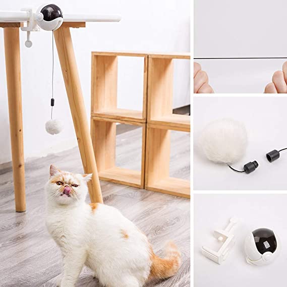 Cat toys, Electric Flutter Rotating Ball for Cat, 360°Rolling Interactive Cat Feather Toy - vacatime