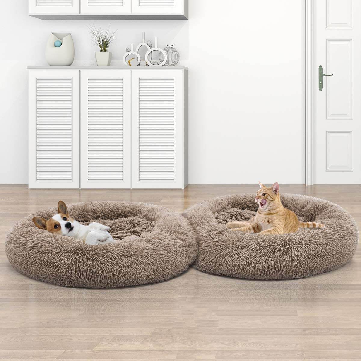 Dog Bed Comfortable Donut Cuddler Round Dog Bed Ultra Soft Washable Dog and Cat Cushion Bed - vacatime
