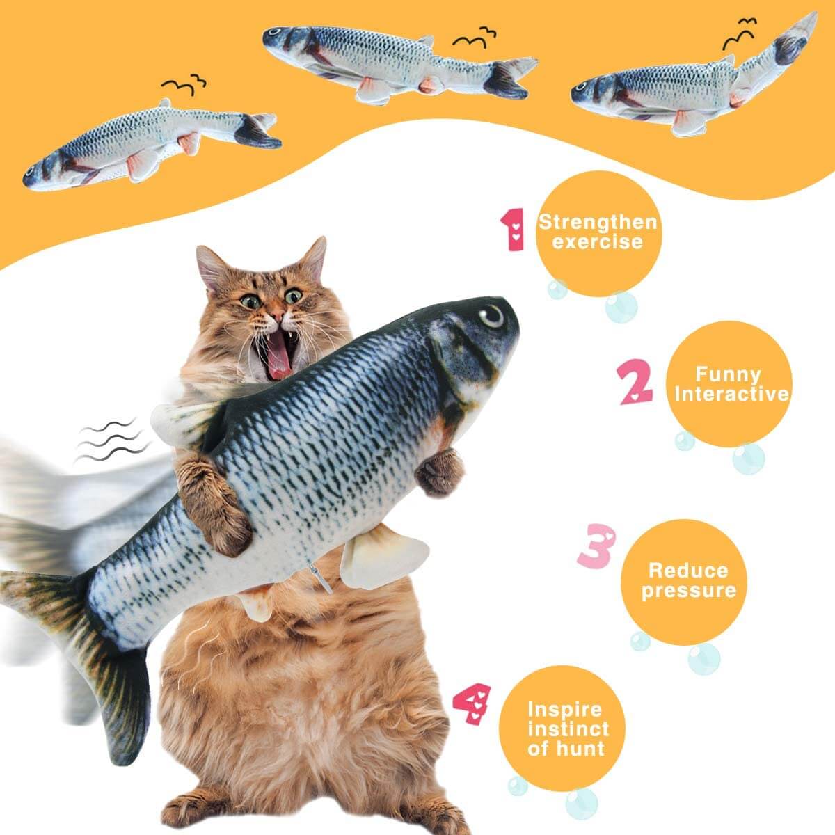 Moving Cat Kicker Fish Toy/Features 2