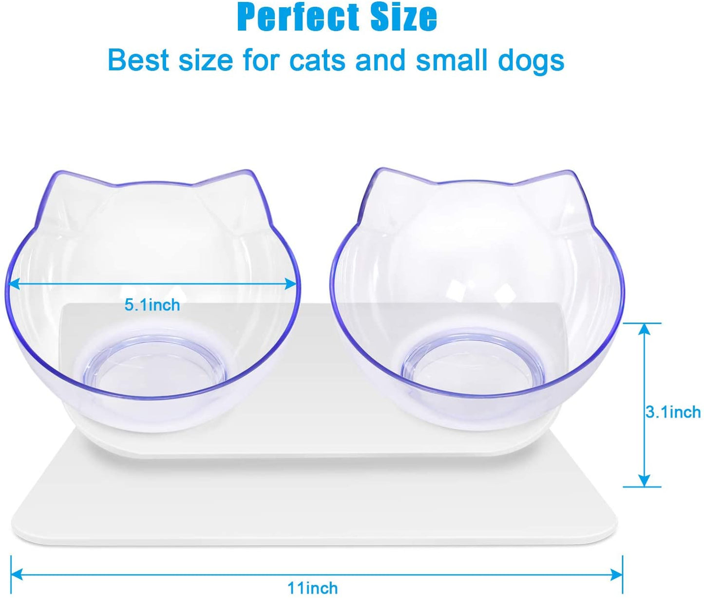 Cat Bowls Double Cat Dog Pet Food Water Bowls 15°Tilted Raised - VACATIME